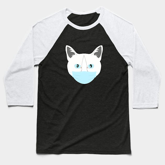 White Cat mask Baseball T-Shirt by remixer2020